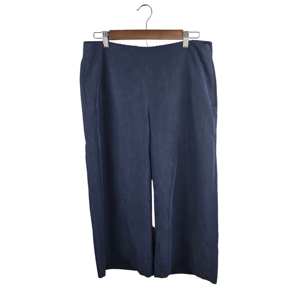 J. Jill Wide Leg Cropped Pants Women M Petite Navy Blue Modal Blend Coastal